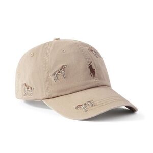 Polo Ralph Lauren dog embroidered baseball cap tan brown hat NWT